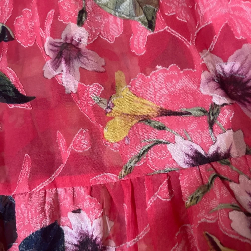 Cupio Pink Floral Tunic Top Blouse Size Medium - Picture 5 of 7